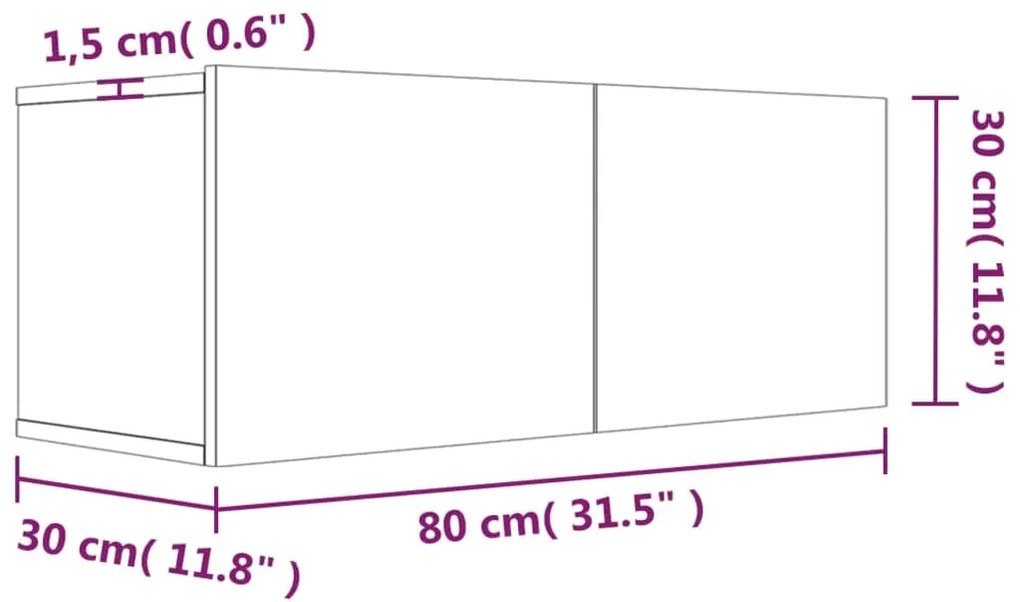 Έπιπλο Τηλεόρασης Καφέ Δρυς 80x30x30 εκ. Επεξεργασμένο Ξύλο - Καφέ