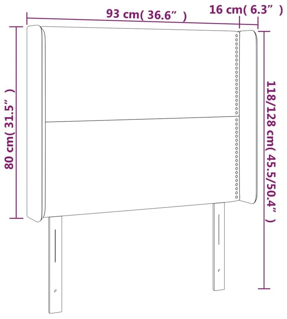 vidaXL Κεφαλάρι Κρεβατιού LED Μαύρο 93x16x118/128εκ. Υφασμάτινο