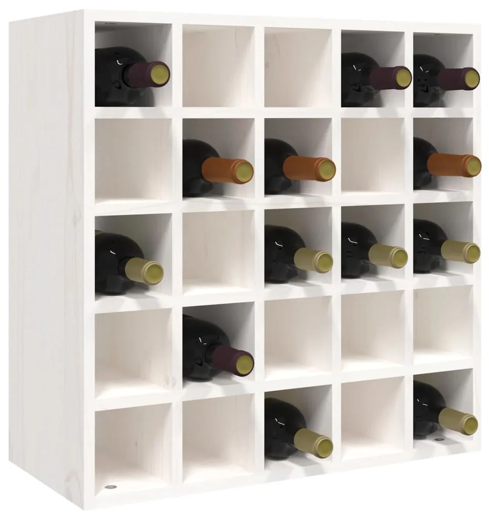vidaXL Κάβα Κρασιών Λευκό 56 x 25 x 56 εκ. από Μασίφ Ξύλο Πεύκου