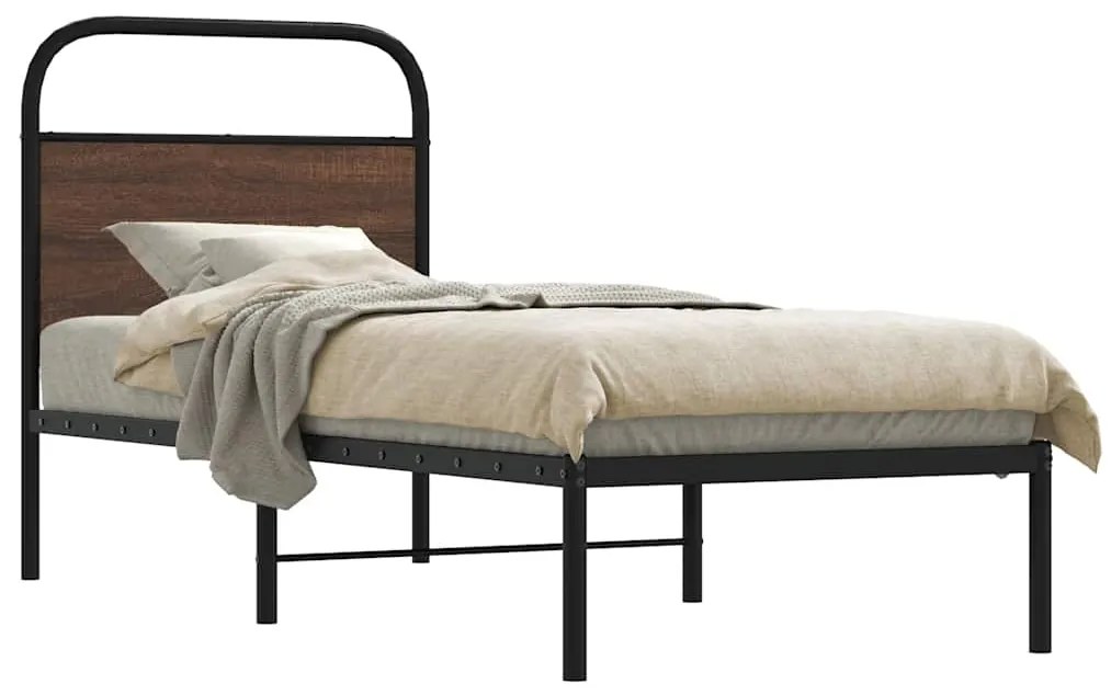 vidaXL Πλαίσιο Κρεβατιού Χωρ. Στρώμα Καφέ Δρυς 75x190εκ Επεξ. Ξύλο