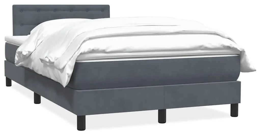 vidaXL Κρεβάτι Boxspring με Στρώμα Σκούρο Γκρι 120x210 εκ. Βελούδινο