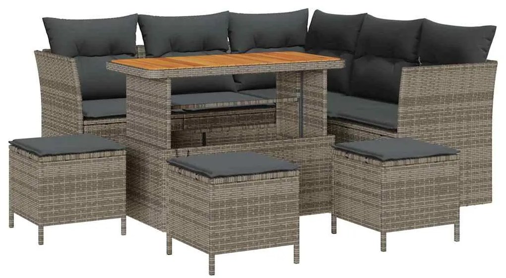 vidaXL Σετ Καναπέ Κήπου με μαξιλάρι 9 pcs Γκρι 110 x 55 x 71 εκ