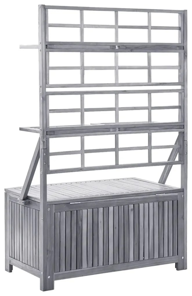 vidaXL Μπαούλο Αποθήκευσης Καφασωτό Γκρι 99x55x160 Μασίφ Ξύλο Ακακίας