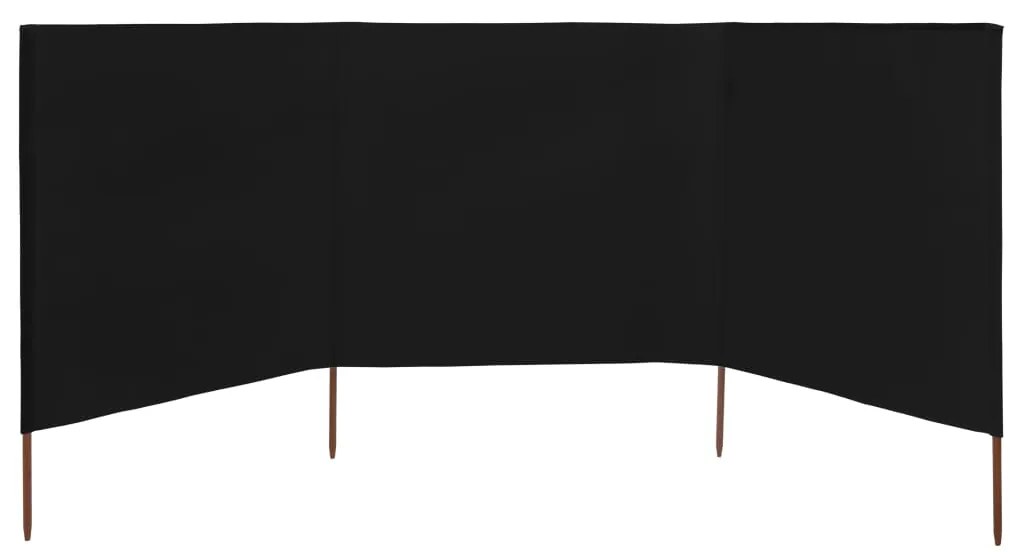 vidaXL Προστατευτικό Αέρα με 3 Πάνελ Μαύρο 400 x 160 εκ. Υφασμάτινο