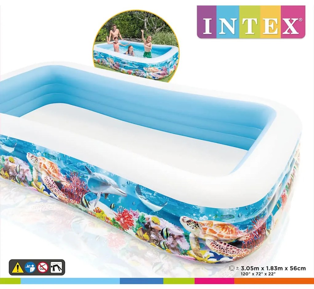 INTEX Πισίνα Swim Center Family Pool Σχέδιο Ζώα Θάλασσας 305x183x56εκ.