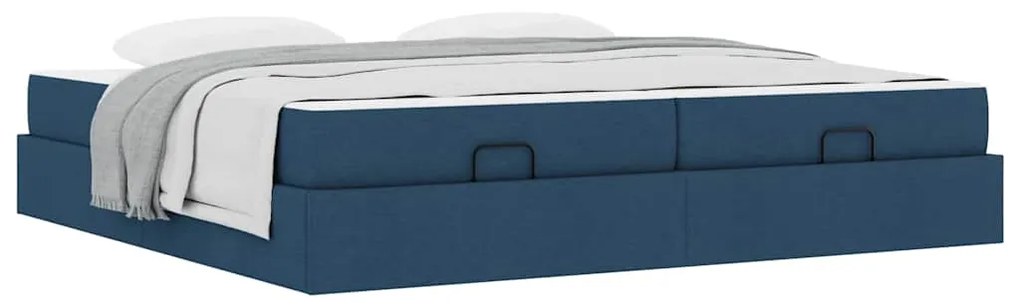 vidaXL Σκελετός Κρεβατιού με αποθήκευση Μπλε 200 x 200 cm ύφασμα