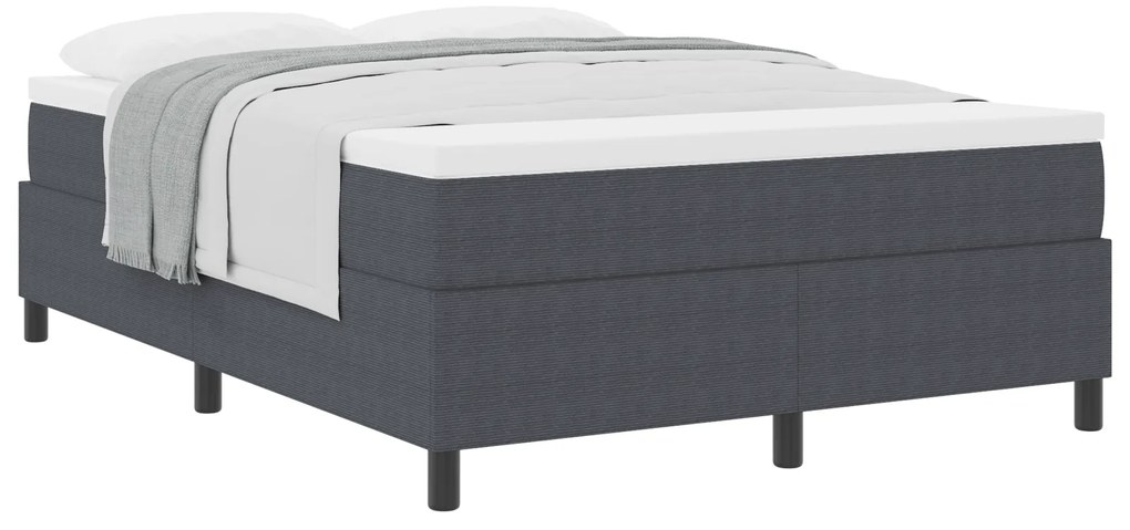vidaXL Κρεβάτι Box Spring με Στρώμα σε Σκούρο Γκρι, 140x200 εκ., από βελουτέ ύφασμα.