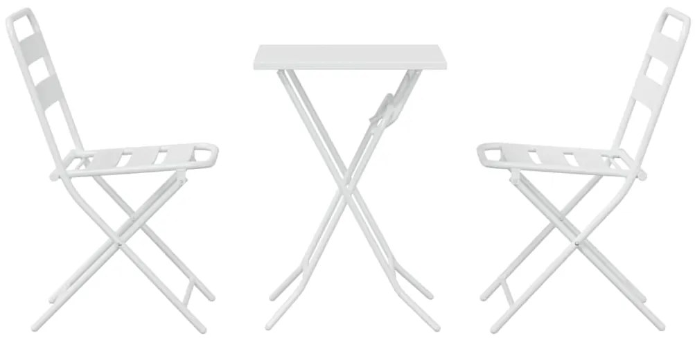 vidaXL Σετ Μπιστρό Κήπου 3 pcs Λευκό Ατσάλι