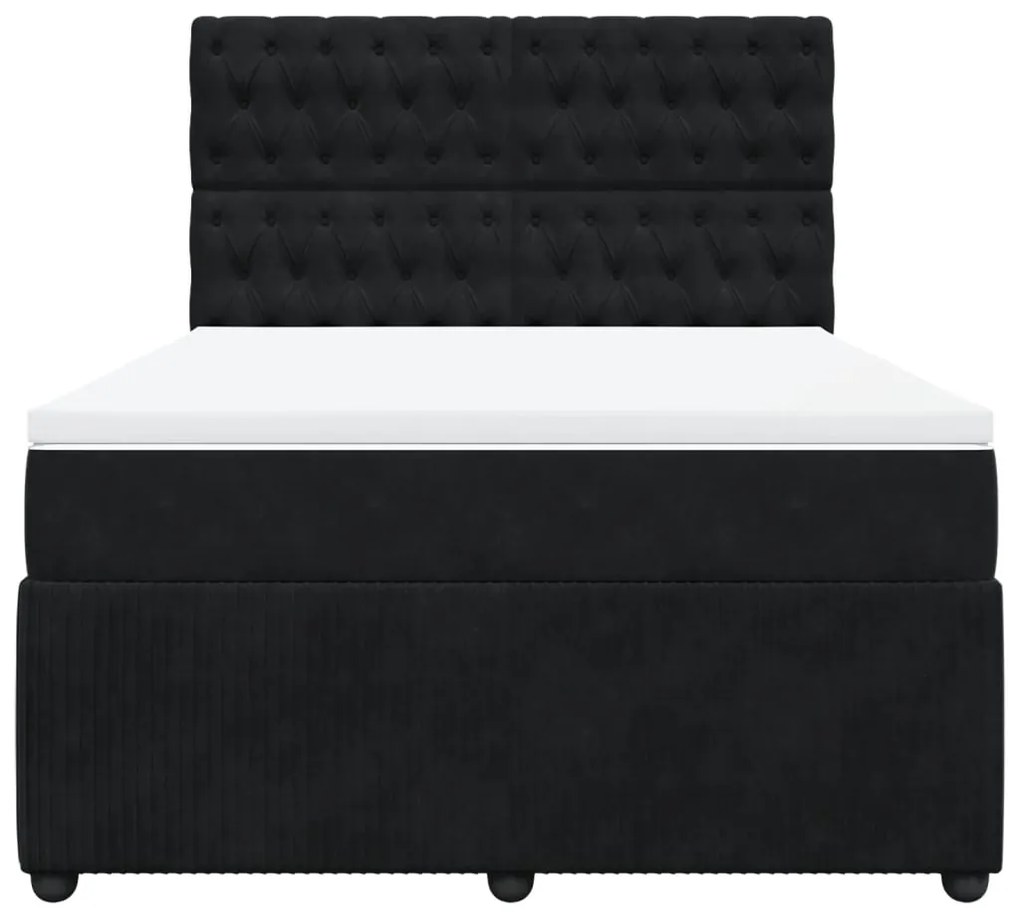 vidaXL Κρεβάτι Boxspring με Στρώμα Μαύρο 140x190 εκ. Βελούδινο