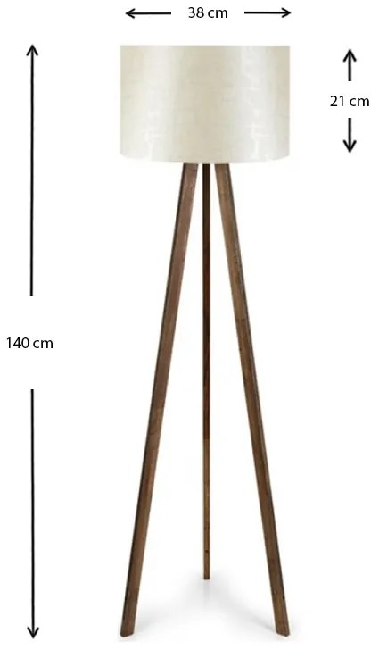 Φωτιστικό δαπέδου Rosling Megapap Mdf/ύφασμα Pvc χρώμα καρυδί/μπεζ 38x21x140εκ.