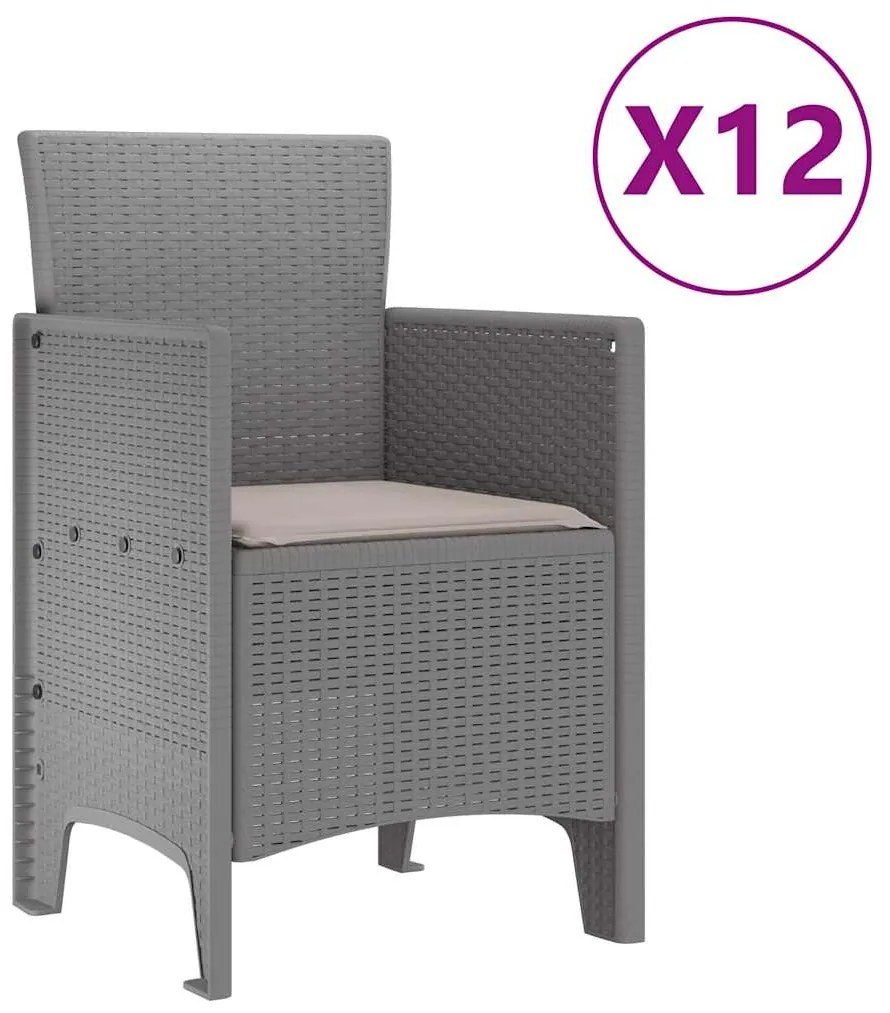 vidaXL Σέτ φαγητού για κήπο 13 pcs Ανοιχτό γκρι Rattan Polt