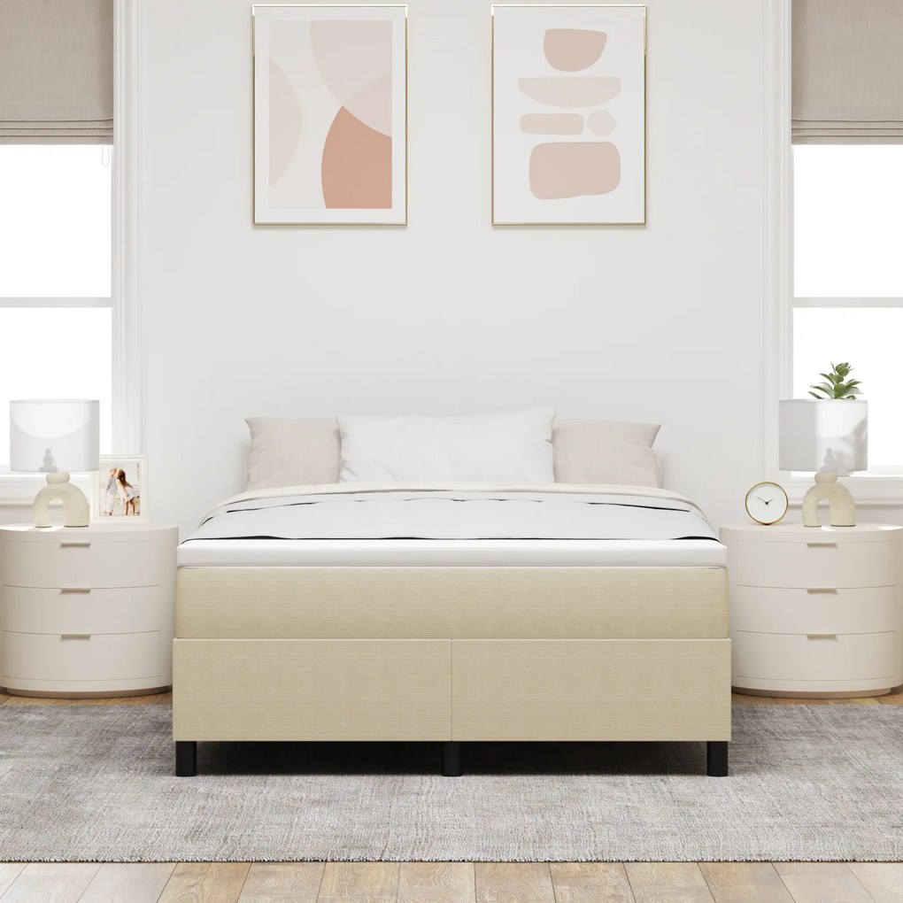 vidaXL Κρεβάτι Box Spring Ανοιχτό Πράσινο Γκρι 140x200 εκ Κορντούρα