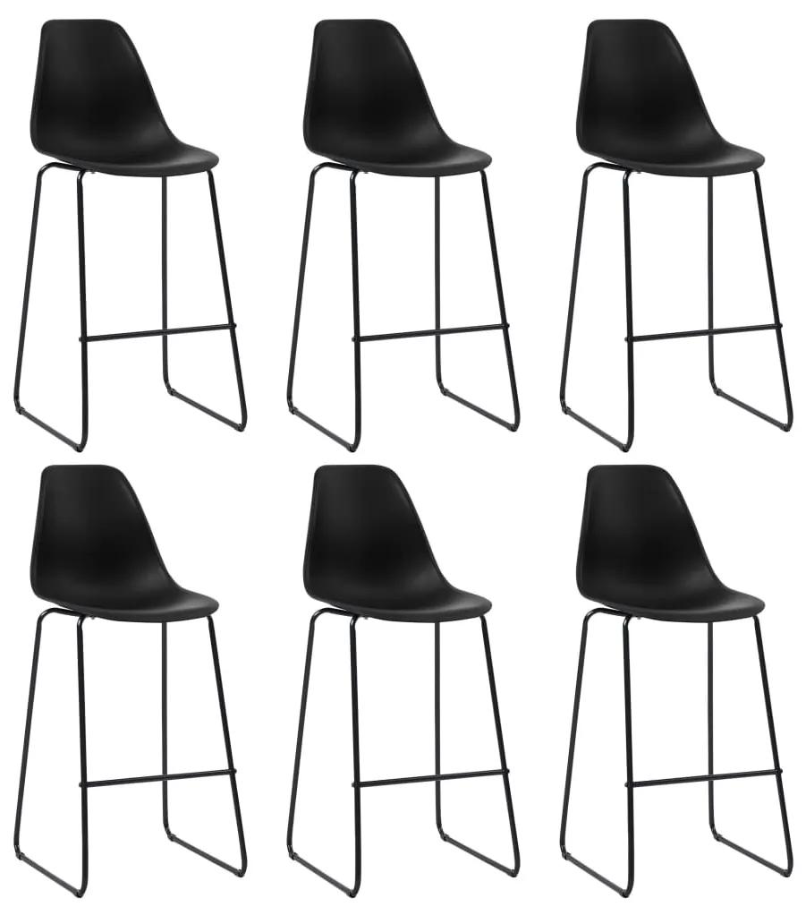 Καρέκλες Μπαρ 6 τεμ. Μαύρες Πλαστικές