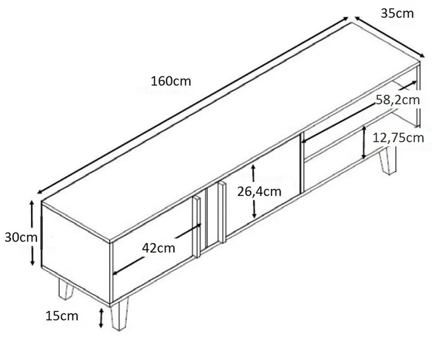 ALBERO TV STAND SONOMA DECAPE ΜΑΥΡΟ ΜΕ PATTERN 160x35xH45cm - 05-0435 - 05-0435