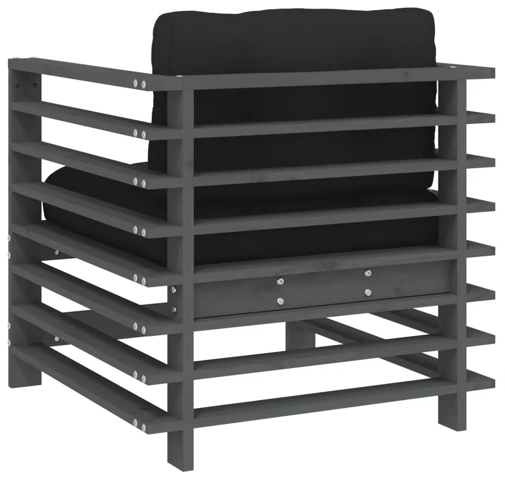 vidaXL Καρέκλες Κήπου με Μαξιλάρια 2 τεμ. Γκρι από Μασίφ Ξύλο Πεύκου