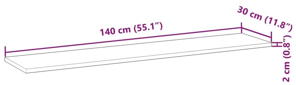 Επιφάνεια Γραφείου Ορθογώνια 140x30x2 εκ. Μασίφ Ξύλο Ακακίας - Καφέ