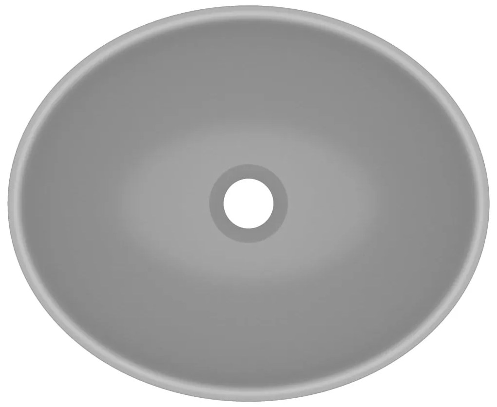 vidaXL Νιπτήρας Πολυτελής Οβάλ Ανοιχτό Γκρι Ματ 40 x 33 εκ. Κεραμικός