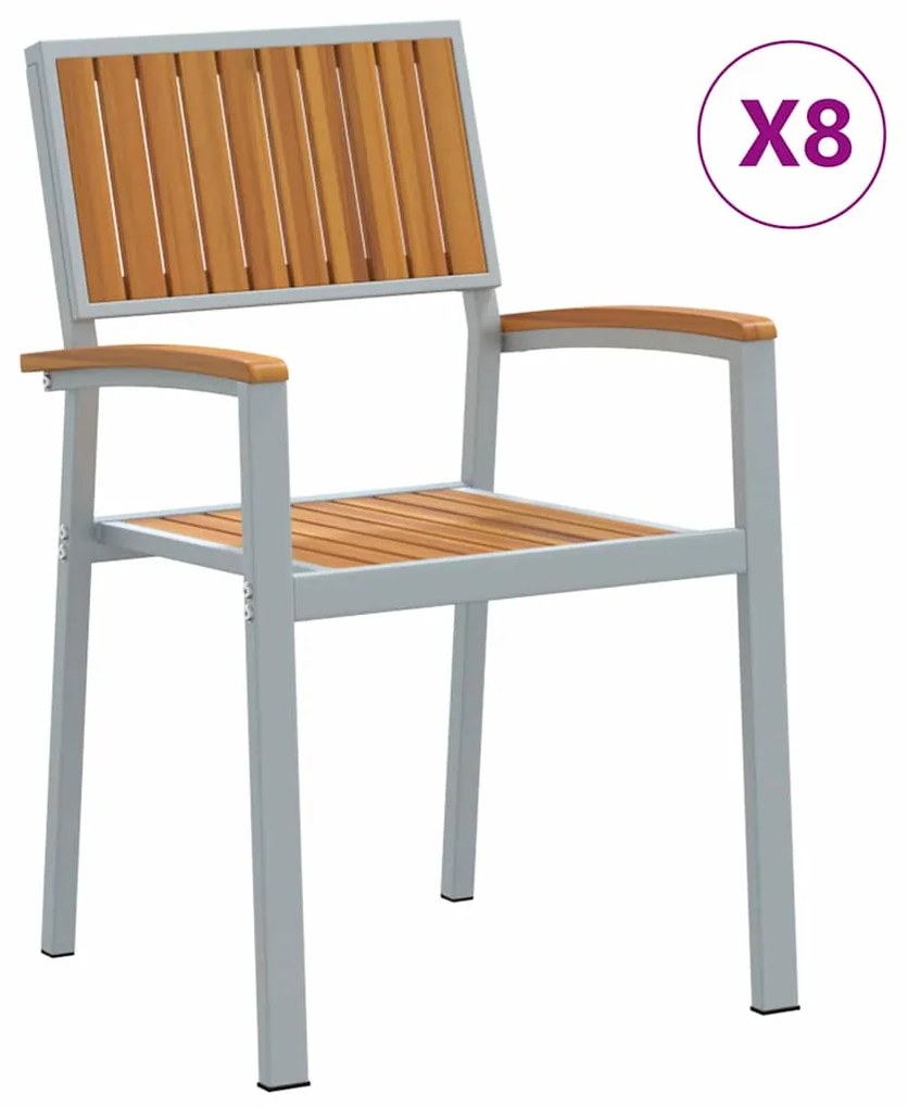 vidaXL Στοιβαζόμενη Καρέκλα 8 pcs Καφέ 56 x 57 x 87 εκ