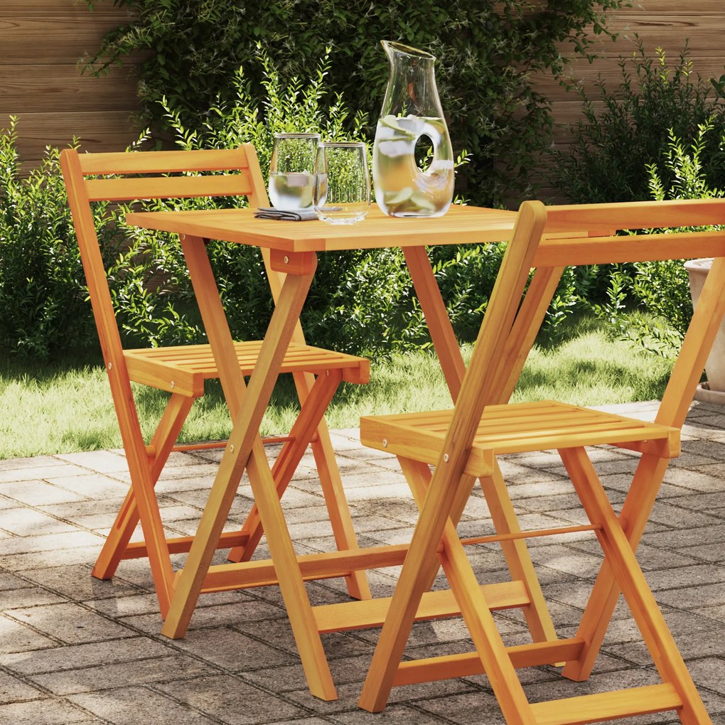 vidaXL Πτυσσόμενο Τραπέζι Κήπου Τετράγωνο 60x60x72 εκ Μασίφ Ξύλο Ακακίας