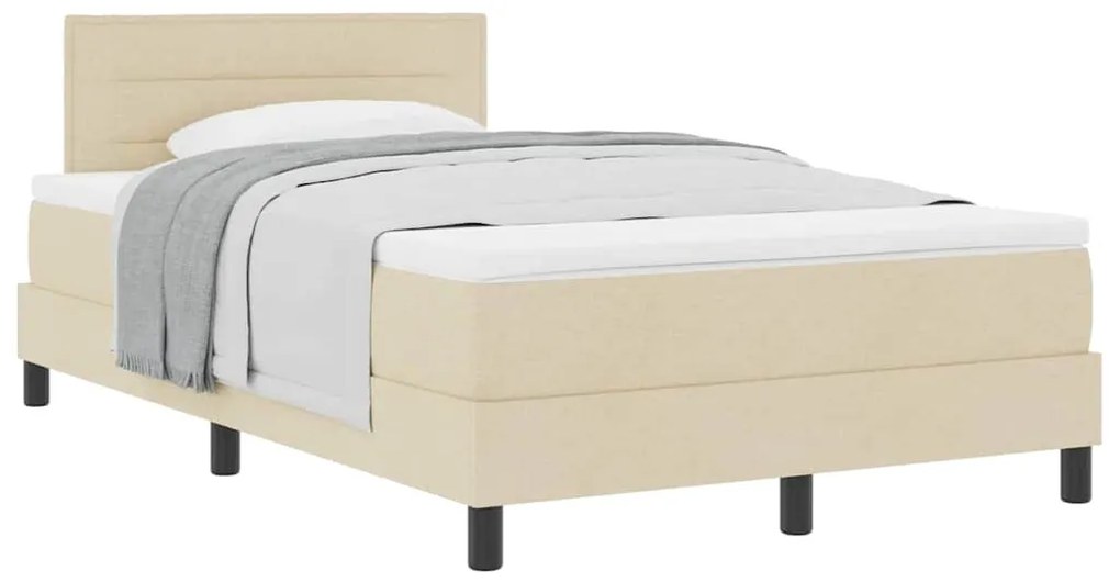 vidaXL Κρεβάτι box spring με στρώμα με στρώμα Κρεμ 120 x 200 cm ύφασμα