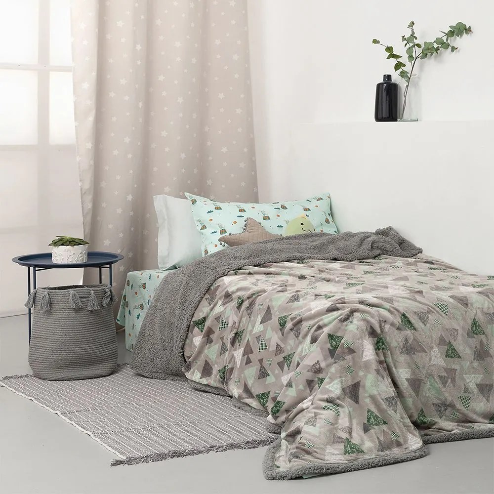 Κουβέρτα Παιδική Blake Grey Palamaiki Ημίδιπλο 160x220cm Flannel.Sherpa