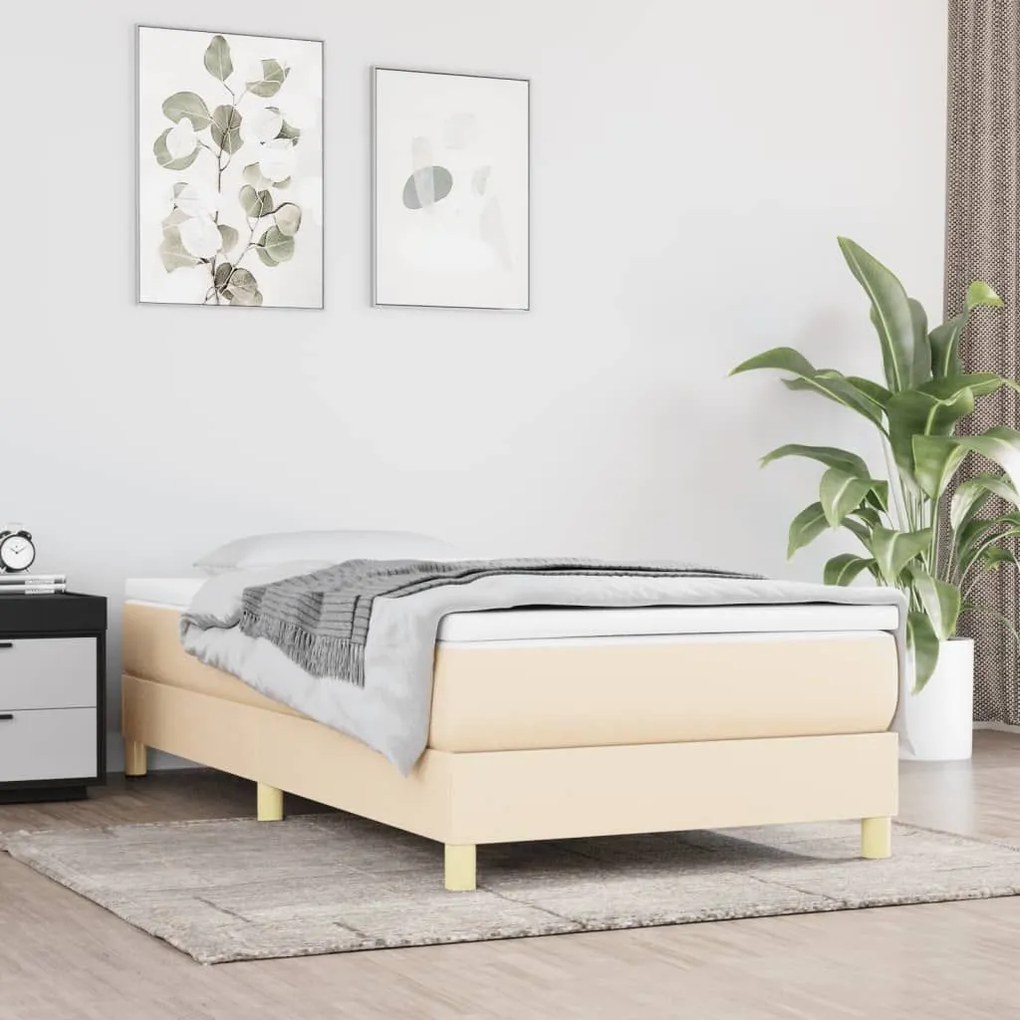 ΚΡΕΒΑΤΙ BOXSPRING ΜΕ ΣΤΡΩΜΑ ΚΡΕΜ 90X200 ΕΚ.ΥΦΑΣΜΑΤΙΝΟ 3144148