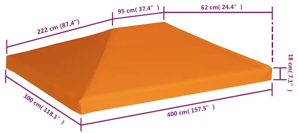 vidaXL Κάλυμμα για Κιόσκι Πορτοκαλί 4 x 3 μ. 310 γρ./μ²