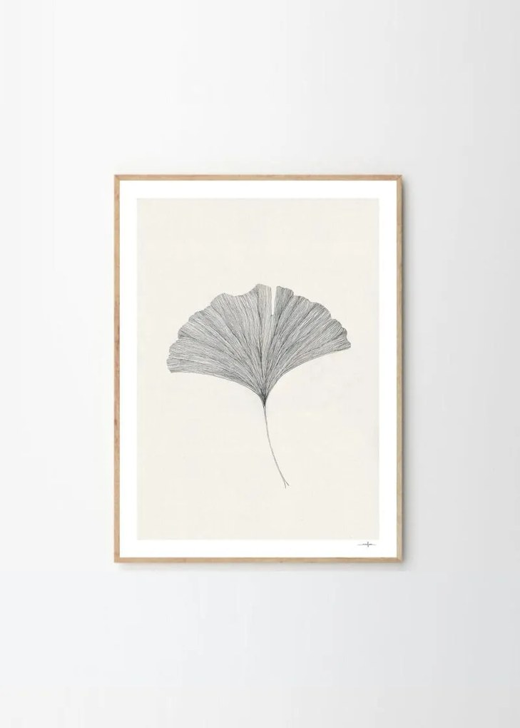 Πόστερ, Ginkgo Leaf, Ana Frois, (40x50) cm, Μαύρο/Εκρού, Sustainable Paper, THE POSTER CLUB