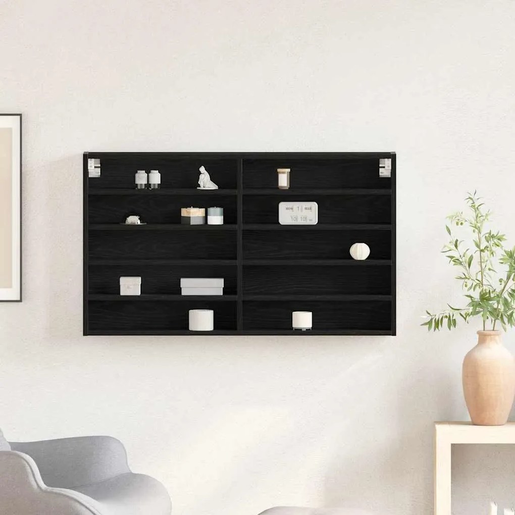 vidaXL Βιτρίνα με ράφι Μαύρη δρυς 100 x 15 x 58 cm Επεξεργασμένο ξύλο