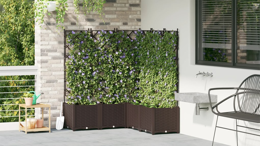 vidaXL Γλάστρα κήπου με πλέγμα 5 τεμ Καφέ 120x120x143 εκ