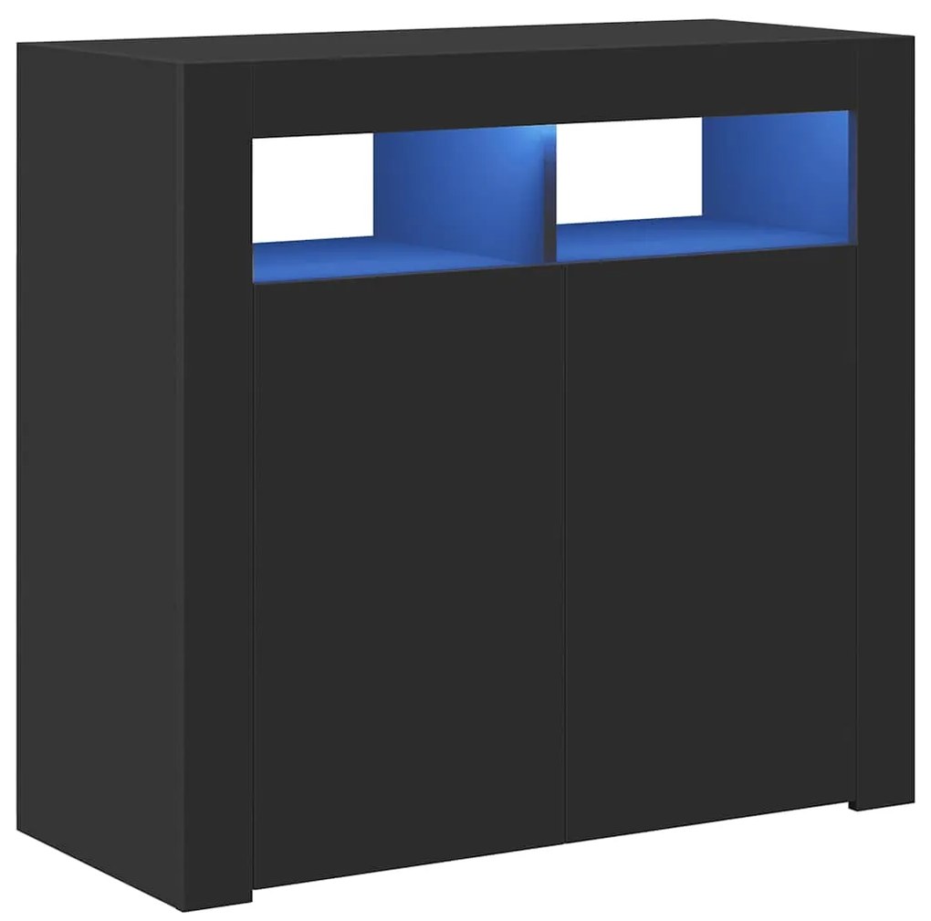 vidaXL Ντουλάπι με LED Μαύρο 80 x 35 x 75 εκ.