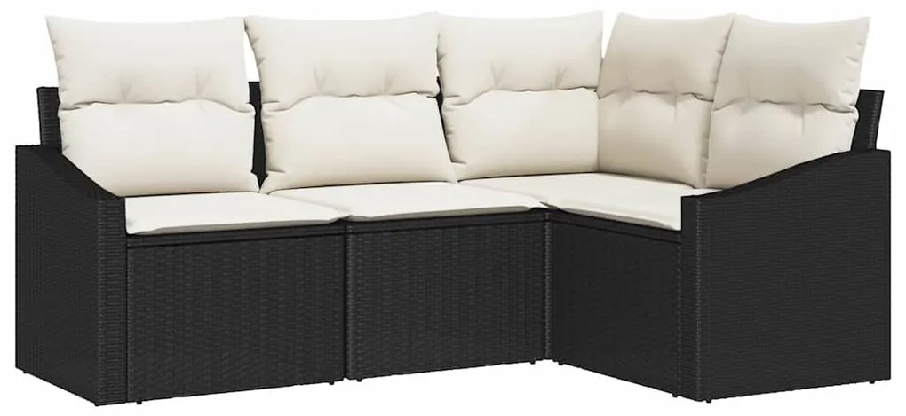 vidaXL Σετ Καναπέ Κήπου 4 pcs Μαύρο Πολυ ράταν