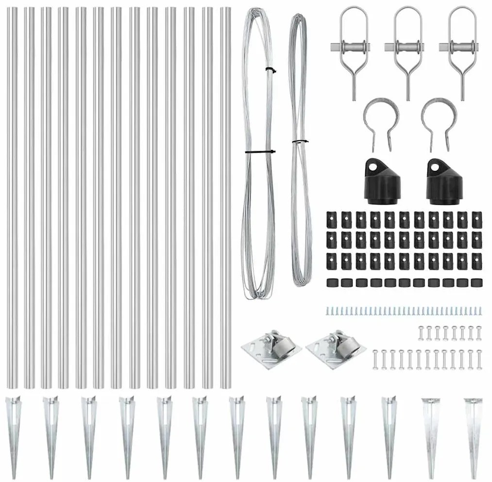 vidaXL Πό posts φράχτη 13 pcs Ασημί Ø32mm 60 εκ Γαλβανισμένος χάλυβας