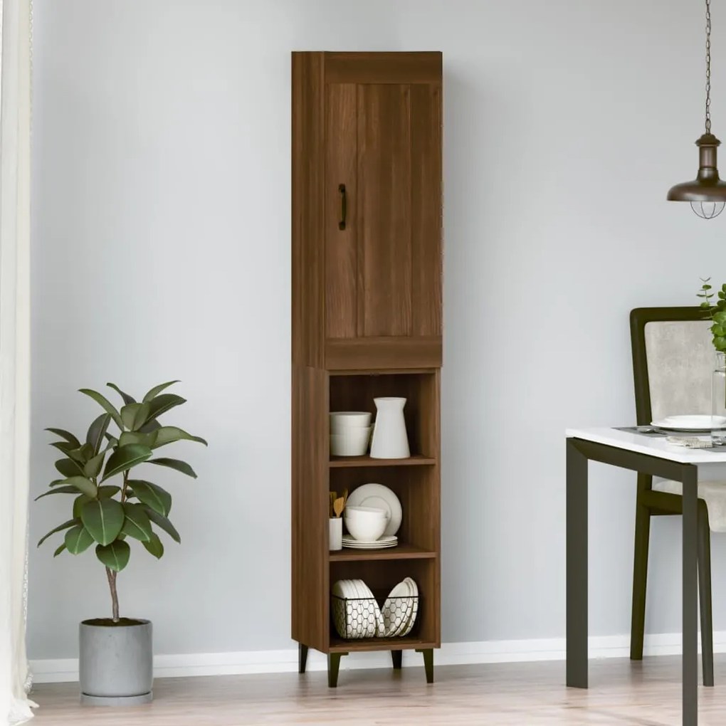 vidaXL Ντουλάπι Καφέ Δρυς 35 x 34 x 180 εκ. από Επεξεργασμένο Ξύλο