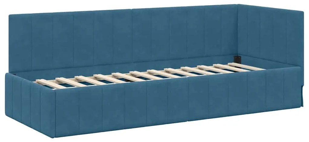 vidaXL Κρεβάτι Γωνίας με κεφαλάρι Μπλε 80 εκ x 200 εκ Βελούδο