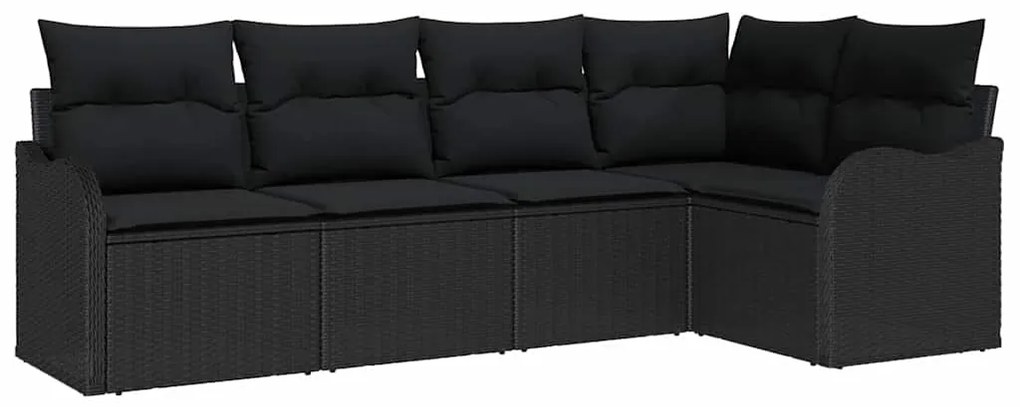 vidaXL Σετ Καναπέ Κήπου με μαξιλάρι 5 pcs Μαύρο Πολυ ράταν