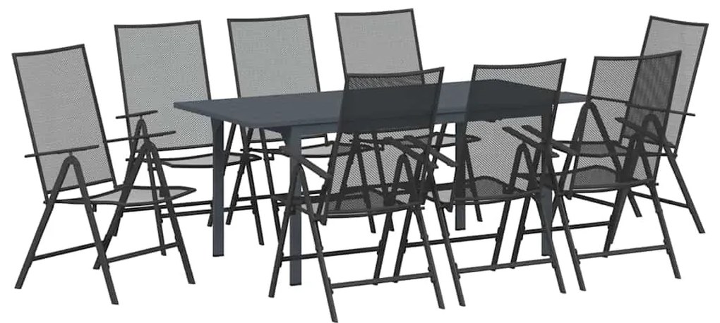 vidaXL Σέτ φαγητού για κήπο 9 pcs Ανθρακί Ατσάλι