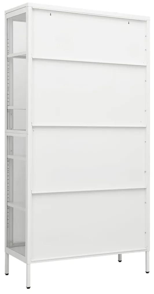 vidaXL Ντουλάπα Βιτρίνας Λευκή 90 x 40 x 180 εκ. Ατσάλι / Ψημένο Γυαλί
