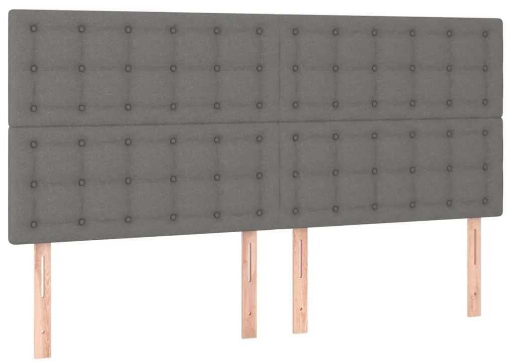 vidaXL Κρεβάτι Boxspring με Στρώμα &amp; LED Σκ.Γκρι 160x200 εκ Υφασμάτινο