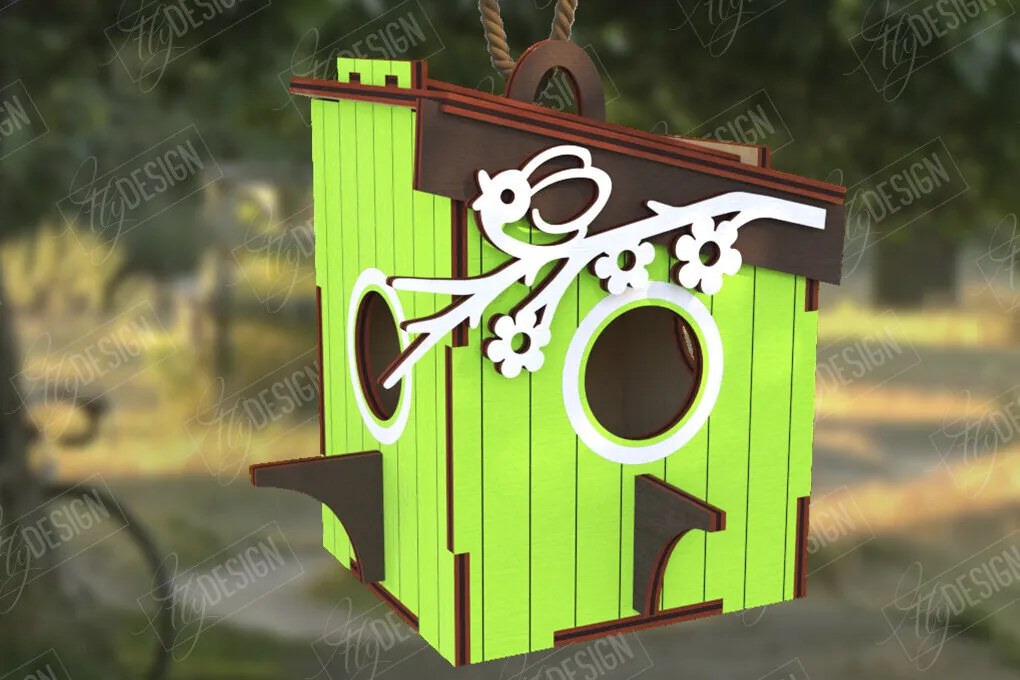 Intra απο ξύλο plywood 3mm-4mm πάχος Birdhouse Cut  | Τροφοδότης πουλιών | CNC Δίασταση 15x15 cm INTRAFABR-122677843