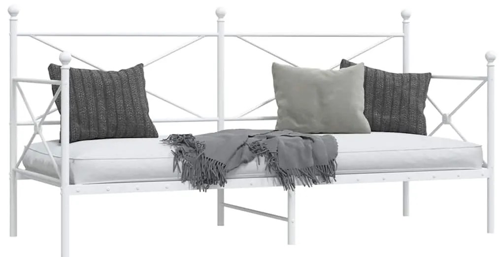 Κρεβάτι ημέρας vidaXL χωρίς στρώμα Λευκό 75x190 cm Ατσάλι