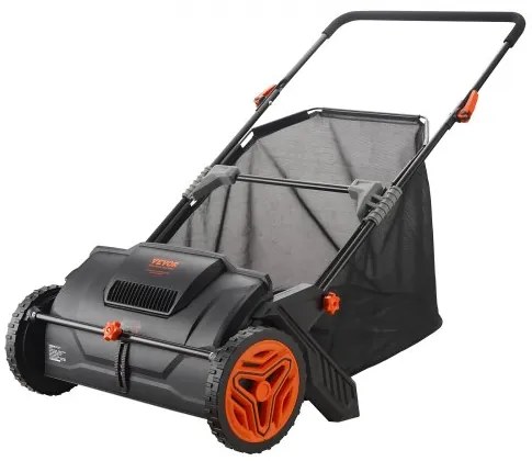 VEVOR Push Lawn Sweeper, 21-inch Leaf & Grass Collector, Strong Rubber Wheels & Heavy Duty Thickened Steel Durable to Use with Large Capacity 3.5 cu. ft. Mesh Collection Hopper Bag, 2 Spinning Brushes