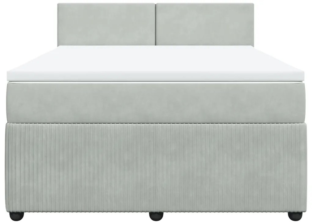 vidaXL Κρεβάτι Boxspring με Στρώμα Ανοιχτό Γκρι 140x190 εκ. Βελούδινο