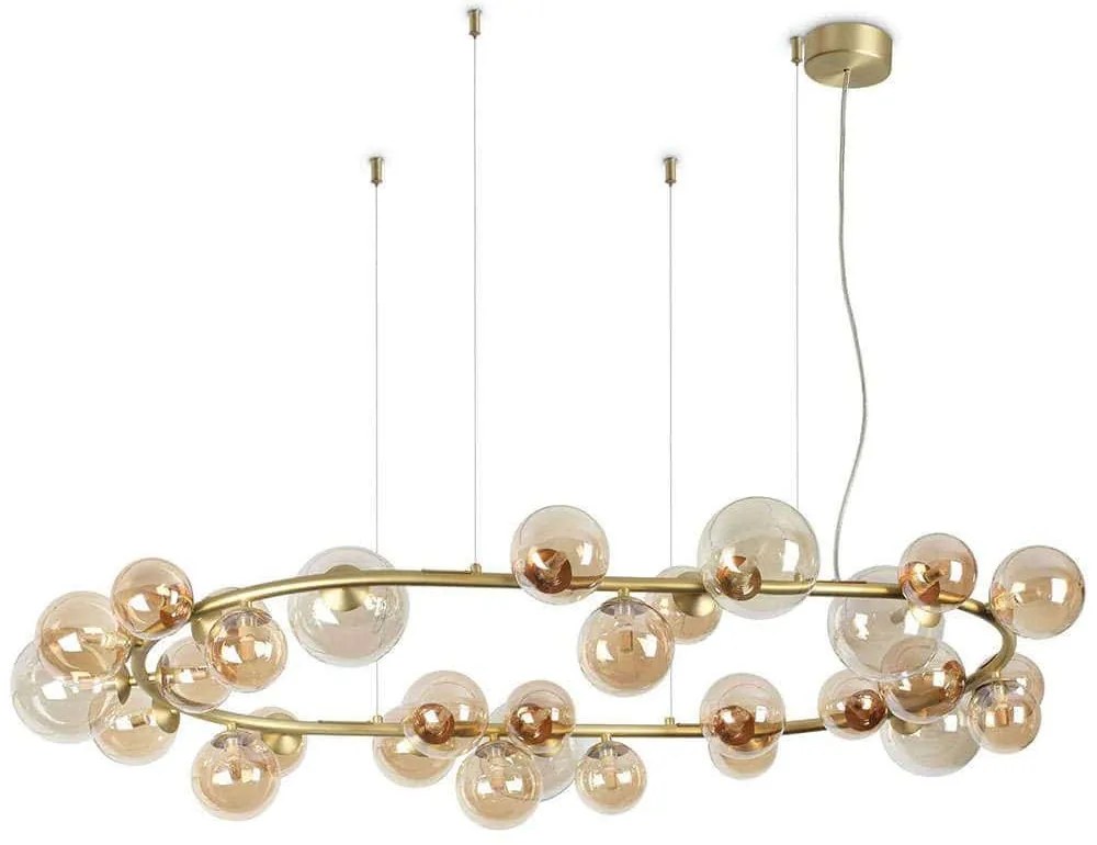 Φωτιστικό Οροφής - Ράγα Perlage 322780 143x93x216,5cm 30xG9 15W Brass-Amber Ideal Lux