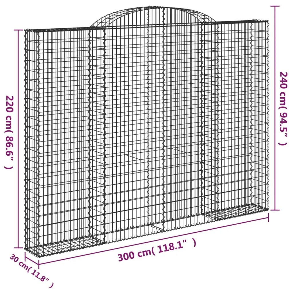 vidaXL Συρματοκιβώτια Τοξωτά 4 τεμ. 300x30x220/240 εκ. Γαλβαν. Ατσάλι