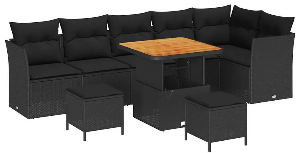 vidaXL Σετ Καναπέ Κήπου 9 pcs Μαύρο συνθετικό ρατάν
