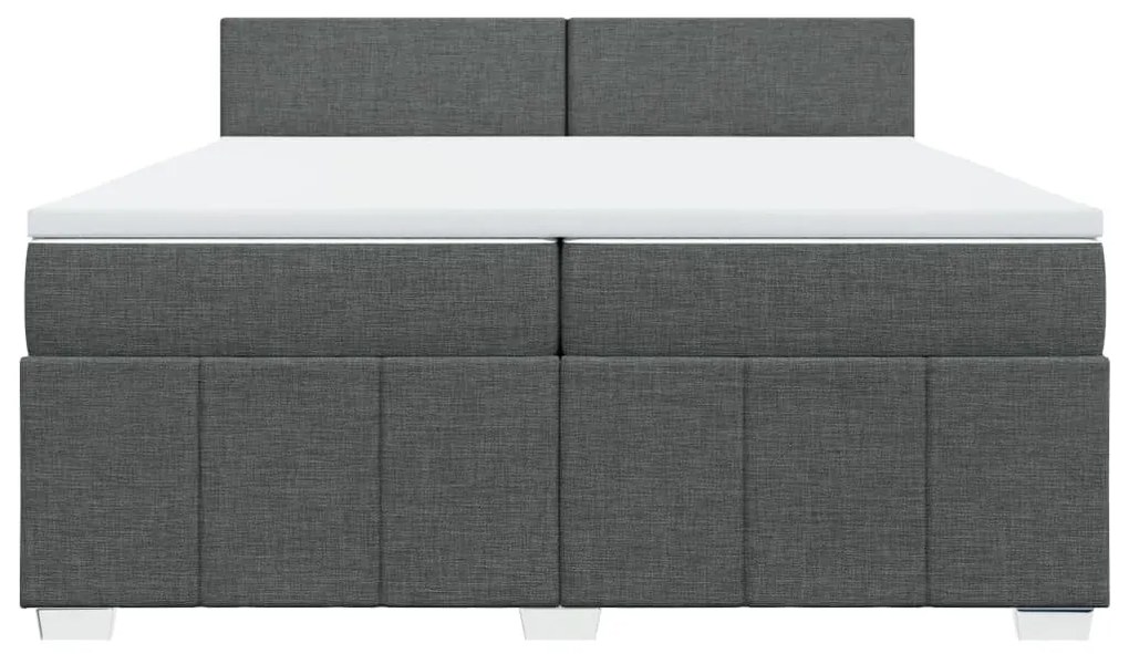 vidaXL Κρεβάτι Boxspring με Στρώμα Σκούρο Γκρι 200x200 εκ. Υφασμάτινο