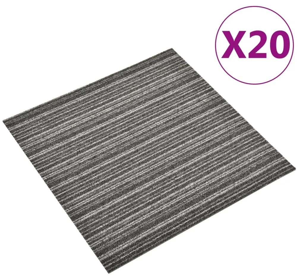 vidaXL Μοκέτα Πλακάκι 20 τεμ. Ανθρακί Ριγέ 5 μ² 50x50 εκ.