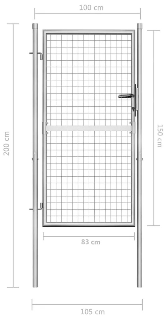 Πόρτα Περίφραξης Ασημί 105 x 200 εκ. από Γαλβανισμένο Χάλυβα - Ασήμι