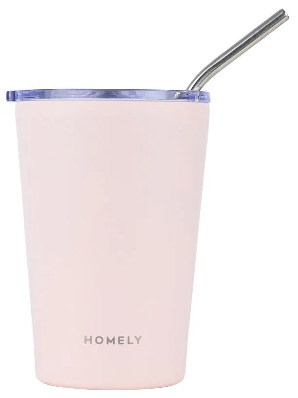 Θερμός-Ποτήρι Ανοξείδωτο Coffee Mug Homely Rose Quartz 400ml-9x8,5x13εκ. Estia 01-32678